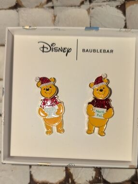 Disney x BaubleBar Winnie the Pooh Holiday Stud Earrings - NIB
